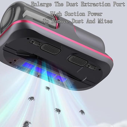 UV-C bed vacuum cleaner removing dust mites from mattress
