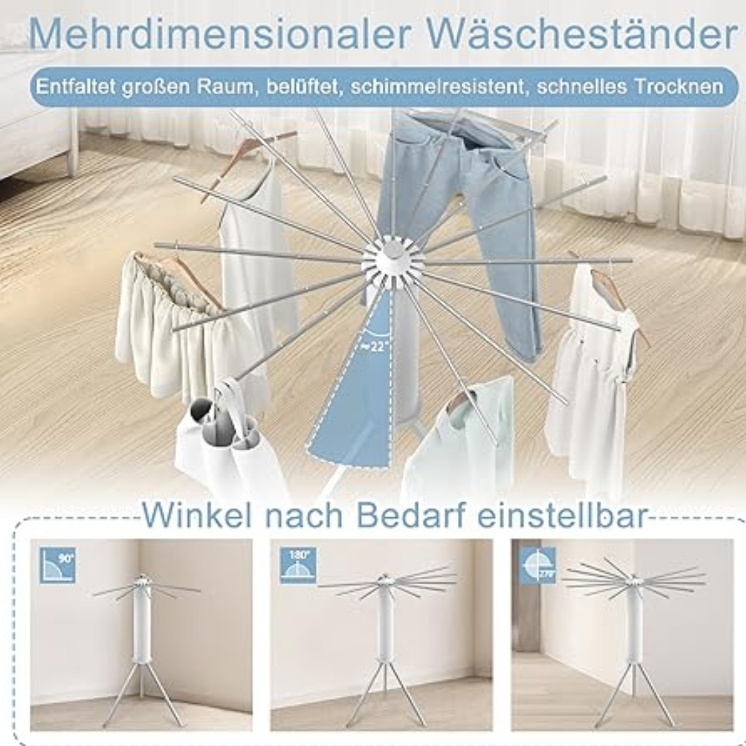 Foldable 360° Rotating Clothes Drying Stand | Aluminum Tripod Laundry Rack