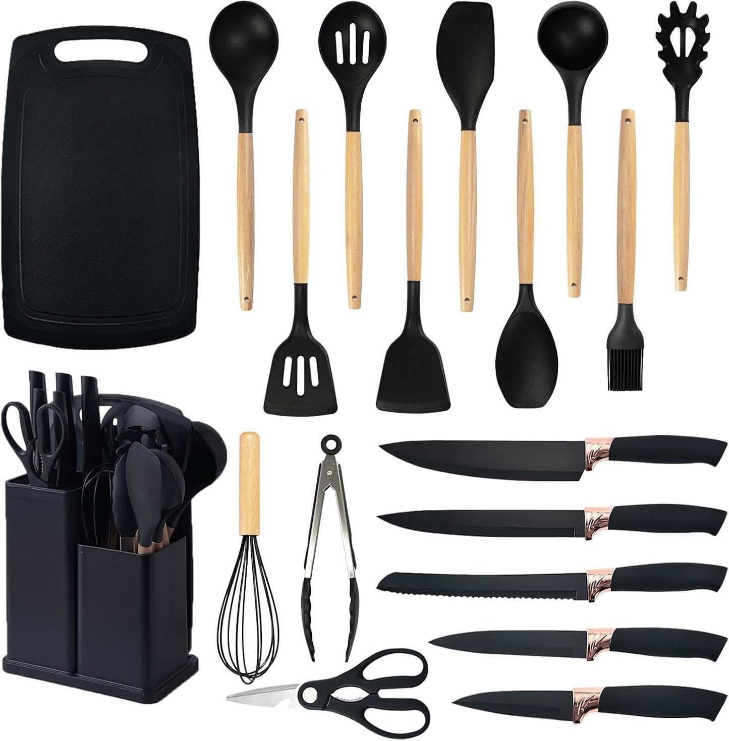 19-Piece Kitchen Utensil & Knife Block Set