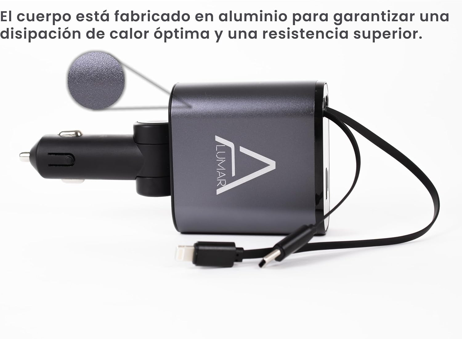 4 Fast Charging Ports with 80cm Retractable Cables