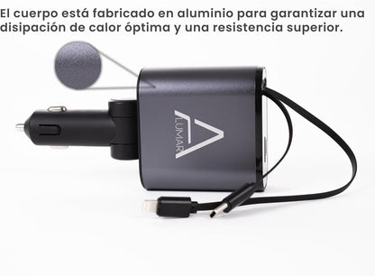 4 Fast Charging Ports with 80cm Retractable Cables