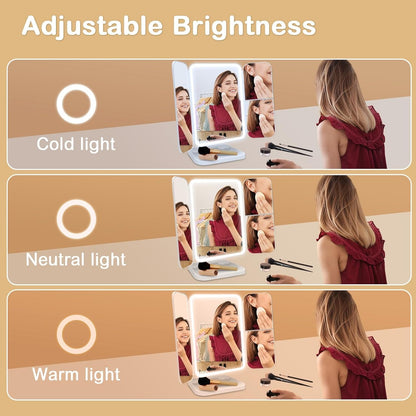 3 Folds Lighted Makeup Mirror